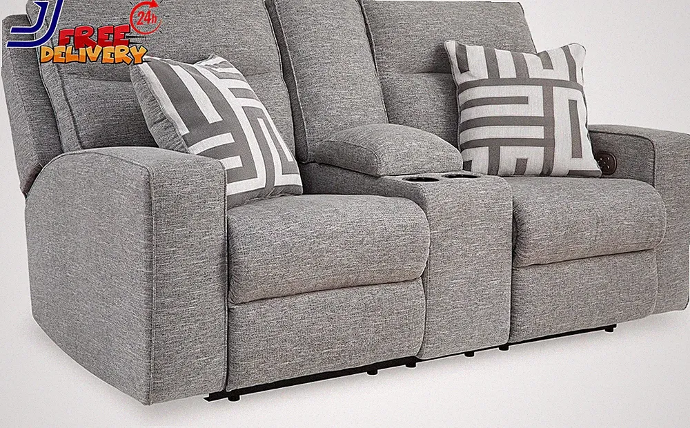 Biscoe Casual UV Resistant Power Reclining Loveseat with Console Adjustable Head