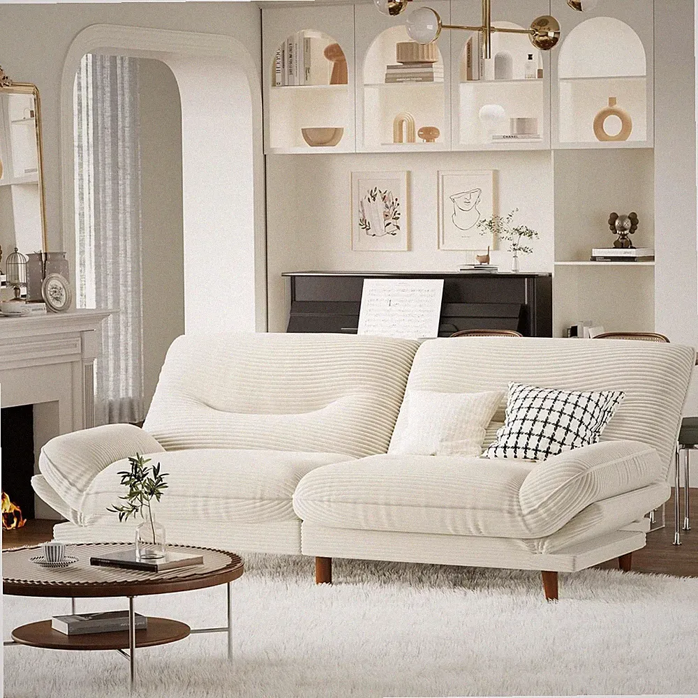 Futon Sofa Bed, Modern Loveseat Futon Couch with Adjustable