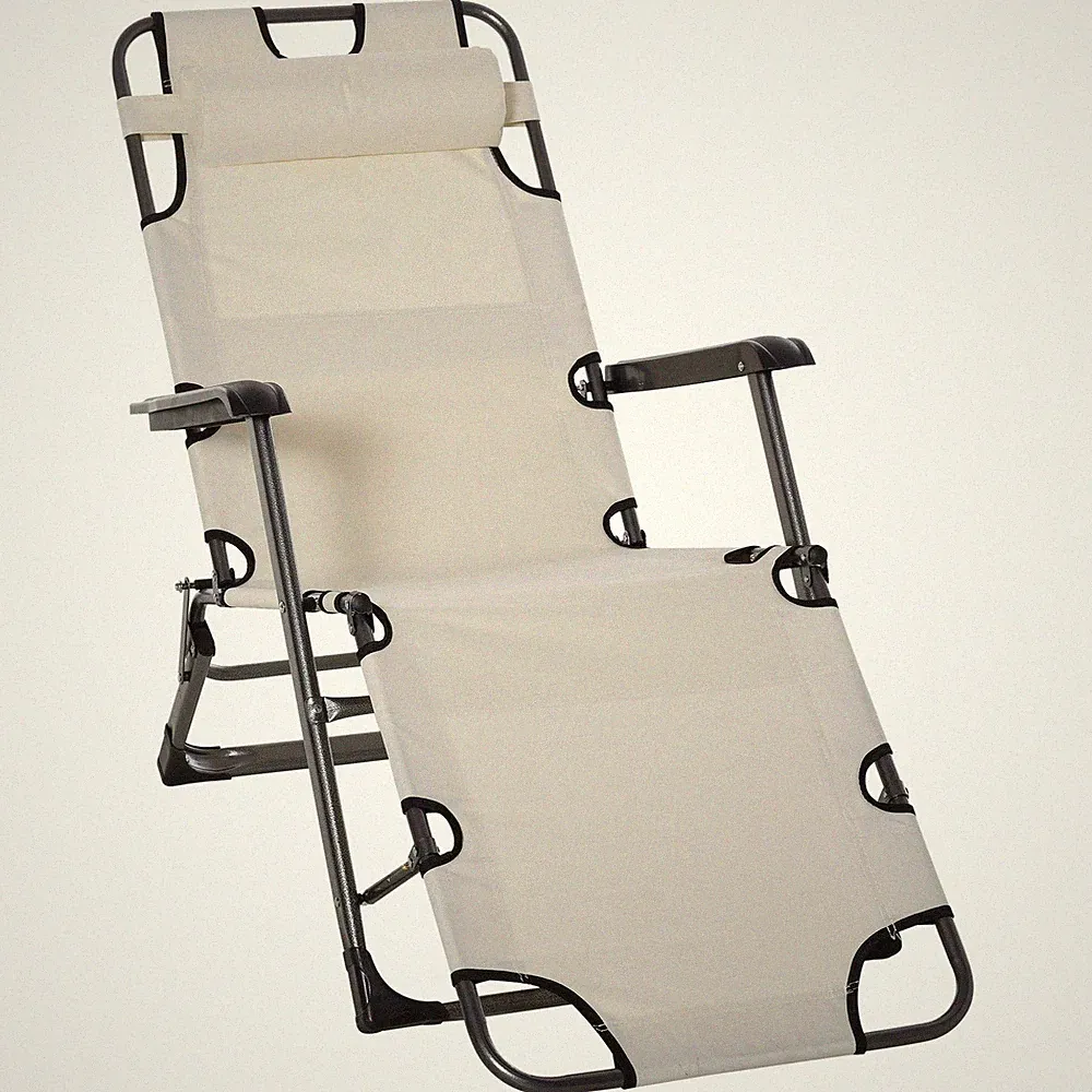 Lay Flat Lounge Chair with Armrests 330lb Oxford Fabric Foldable Lightweight