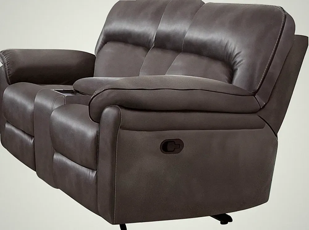 Lerona Faux Leather 77" Recliner Loveseat with Console & Wireless Charging, Gray