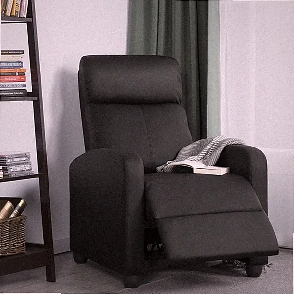 Recliner Chair Leather Modern Single Reclining Sofa Home Theater Seating Black