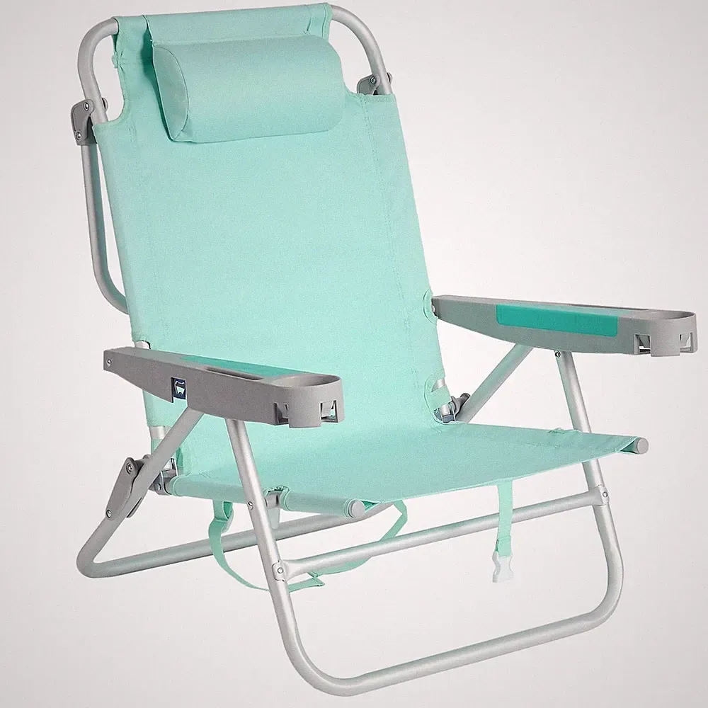SUNNYFEEL Extra Wide Low Beach Chair 5 Position Lay Flat 500 X-Large, Teal
