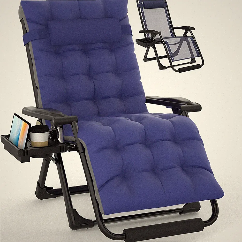 Zero Gravity Chair 29In 500lb Padded Folding Recliner Blue Slendor Oversized